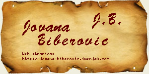 Jovana Biberović vizit kartica